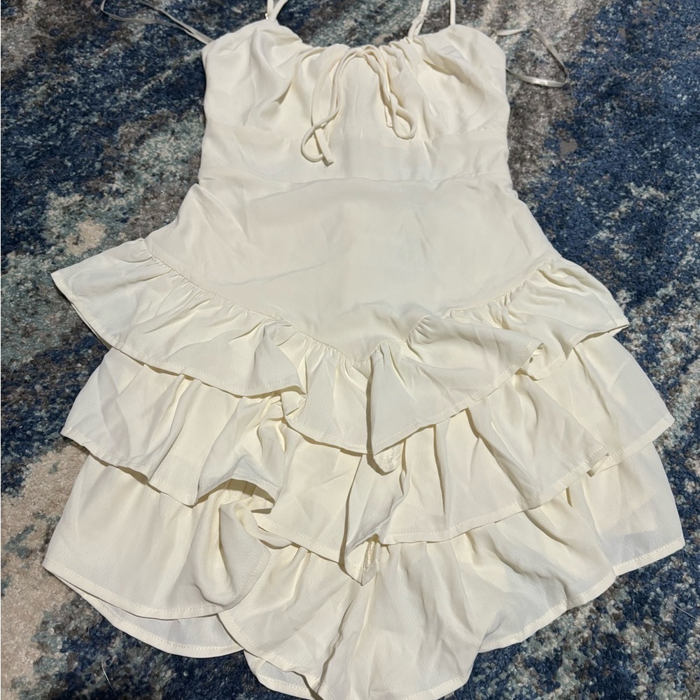 One Clothing Cream Ruffle Dress